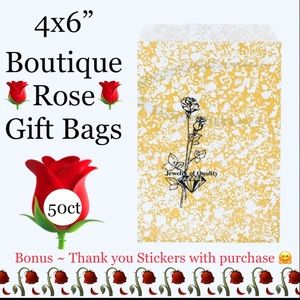 Boutique Jewelry Gift Bags 4x6” 50ct 🌹🆕🌹 Gold Paper Bags-Rose Design.
